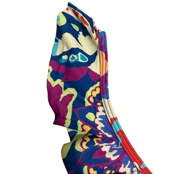 Tahari Tropical One Piece Flutter Straps SZMedium Ruffle Rainbow Summer Beach - Picture 5 of 8